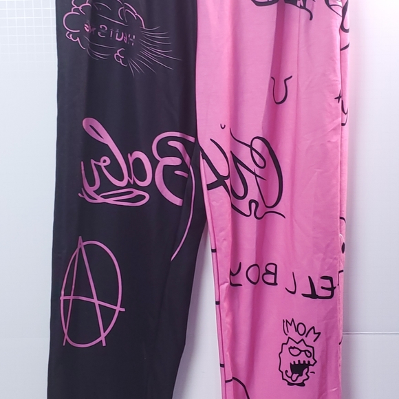 Black and Pink Baggy Joggers Y2K - Picture 2 of 7